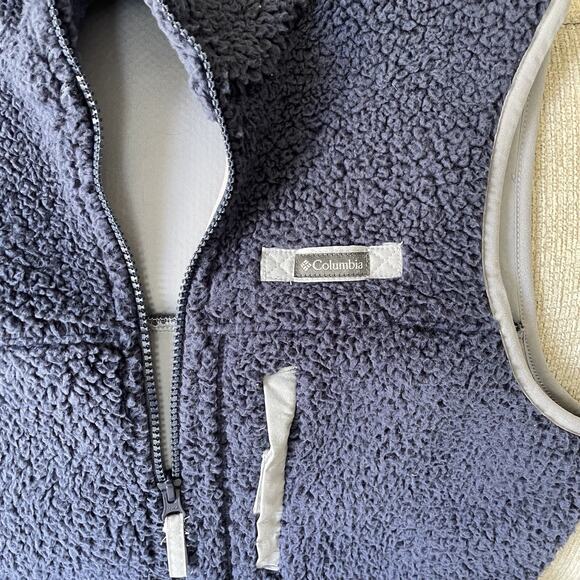 Columbia Vest Women’s Medium Sherpa Blue Fleece Full Zip Gorpcore Hiking Camping - Picture 2 of 10